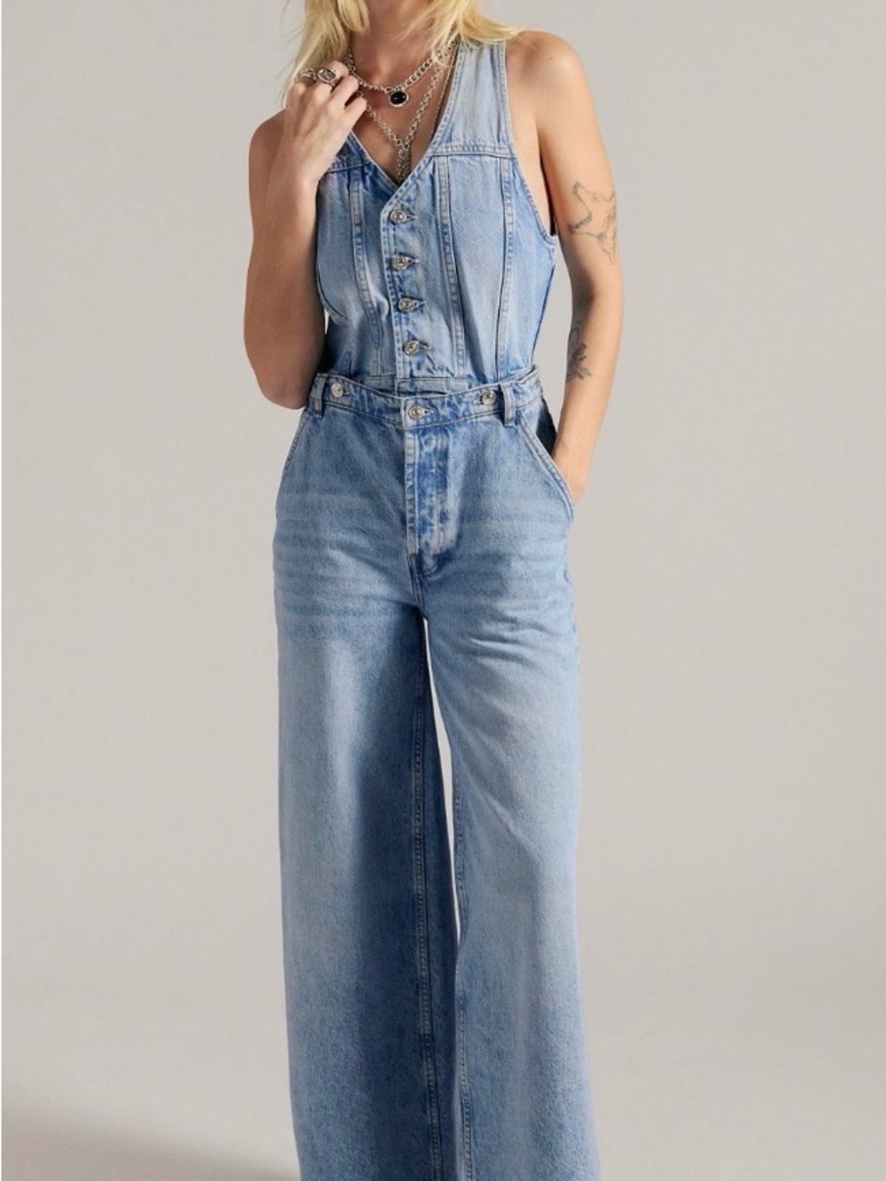 We The Free Better Together convertible denim Jumpsuit